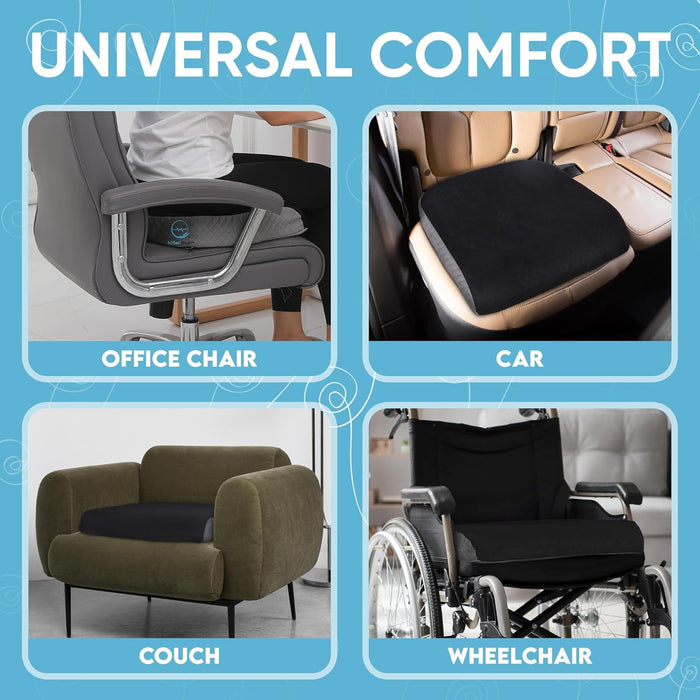 Extra Large Seat Cushion – Memory Foam Chair Cushion for Back & Coccyx Pain