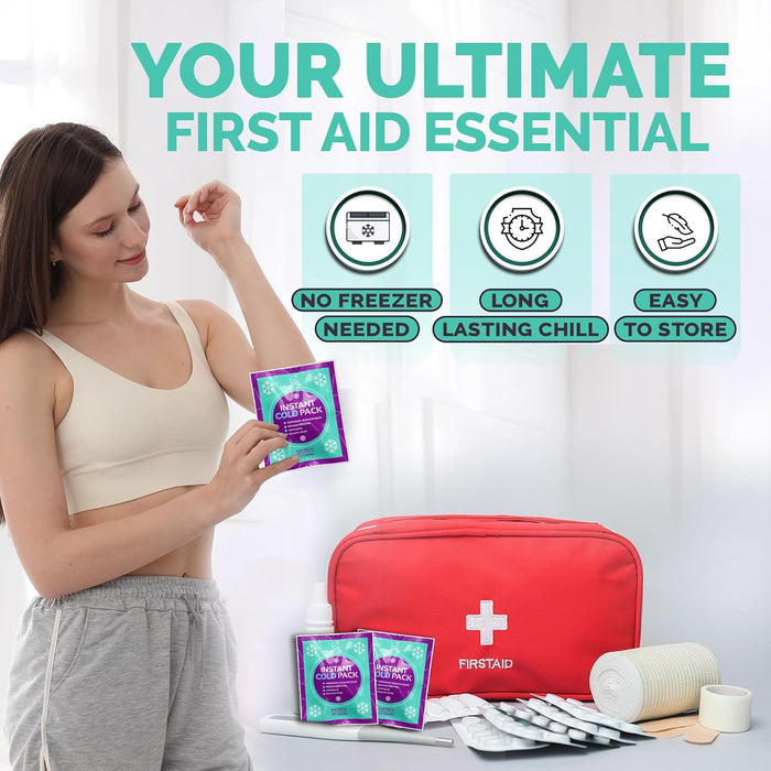 Instant Ice Cold Pack (6” x 5”) - 100 Packs Disposable Instant Ice Packs for Injuries | Cold Compress Ice Pack for Pain Relief, Swelling, First Aid, Toothache, Athletes & Outdoor Activities