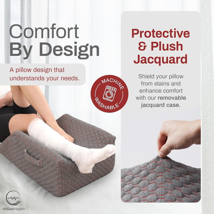 Double Leg Elevation Pillow Post Surgery Leg Pillow | Ankle Knee  Surgery – Memory Foam Leg Rest Support Pillow for Injuries, Leg Pain, Hip, Knee Pain, Improve Blood Circulation 29” x 16” x 9.5”