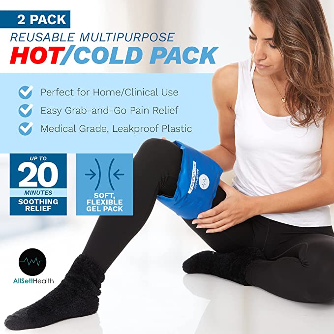 Ice Packs for Injuries - 2 Pack - Hot Cold Pack - Reusable Ice Packs and Heat Compress - Soft Wrap Around Gel Pad for Knee, Shoulder, Neck, Back, Ankle - Heating, Cooling, Pain Relief, Injury Recovery