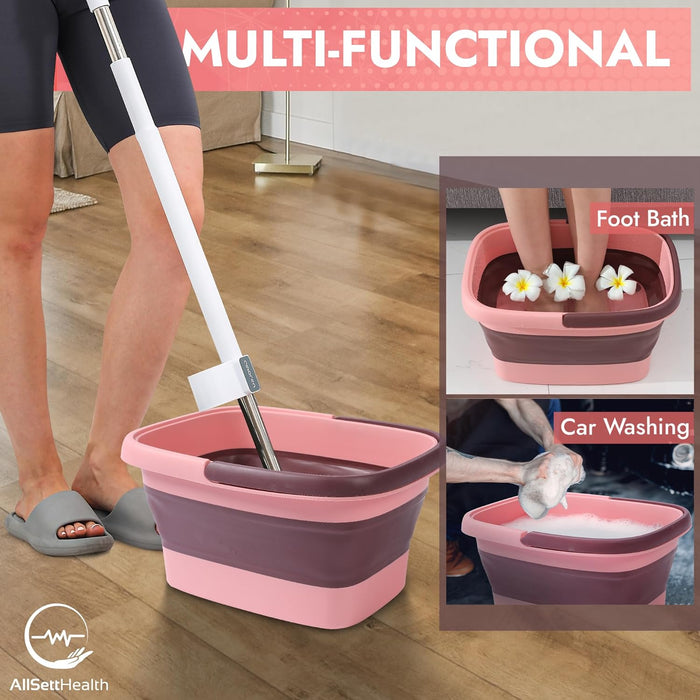 Collapsible Foot Bath – Advanced Foot Soaking Tub with Portable Design and Handle – Foldable Pedicure Foot Spa Bowl – Compact and Lightweight Foot Soak with Acupressure Points, Pink