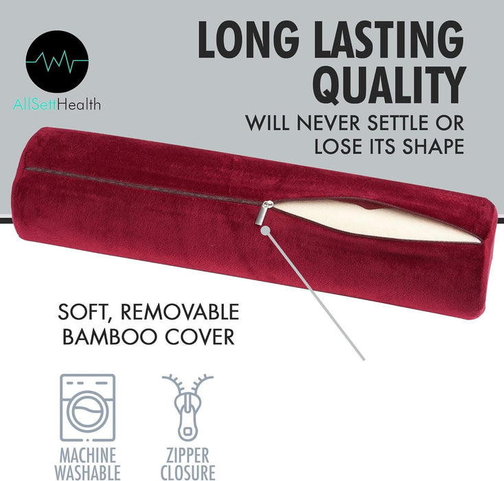 Cervical Neck Roll Pillow – Memory Foam Bolster Support (Red)