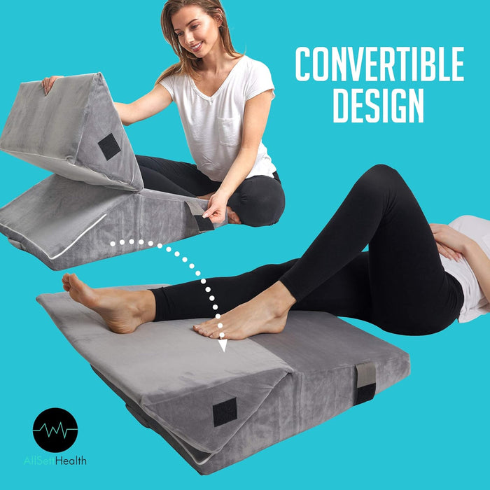 Bed Wedge Pillow, Back Support Memory Foam - Adjustable & Folding Incline Cushion