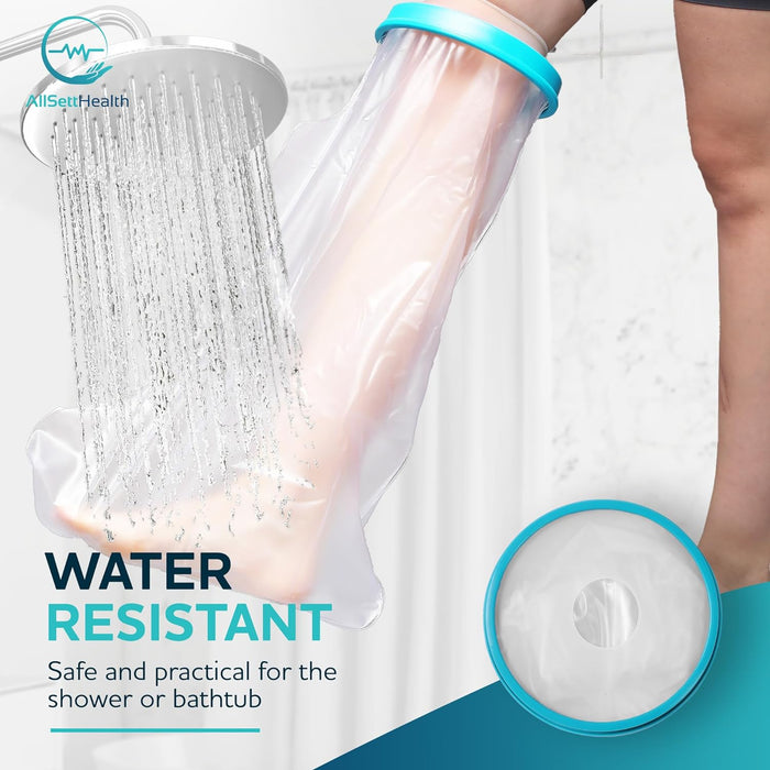 AllSett Health Large Cast Cover for Shower Leg – 100% Waterproof Cast Cover for foot | Leg Cast Covers for Shower Adult Reusable Boot and Cast Protector with Water-Tight Sealing, Keeps Wounds Dry