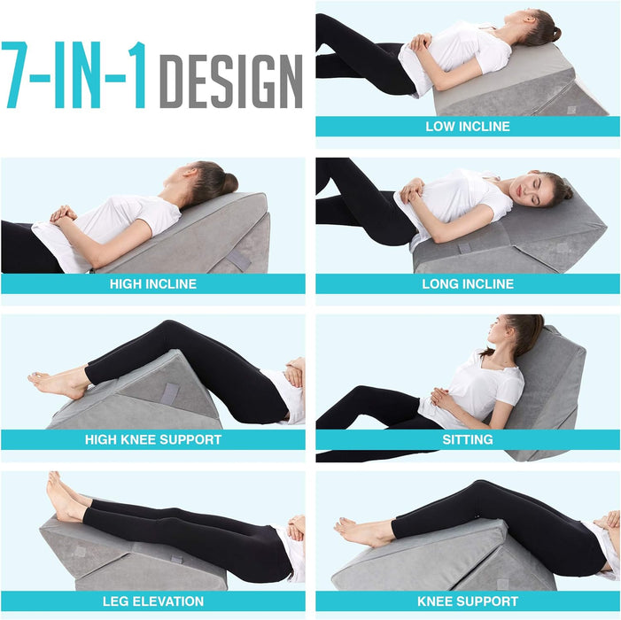 Bed Wedge Pillow - Adjustable 9&12 Inch Folding Memory Foam Incline Cu —  All Sett Health