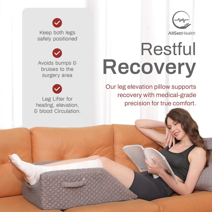 Double Leg Elevation Pillow Post Surgery Leg Pillow | Ankle Knee  Surgery – Memory Foam Leg Rest Support Pillow for Injuries, Leg Pain, Hip, Knee Pain, Improve Blood Circulation 29” x 16” x 9.5”