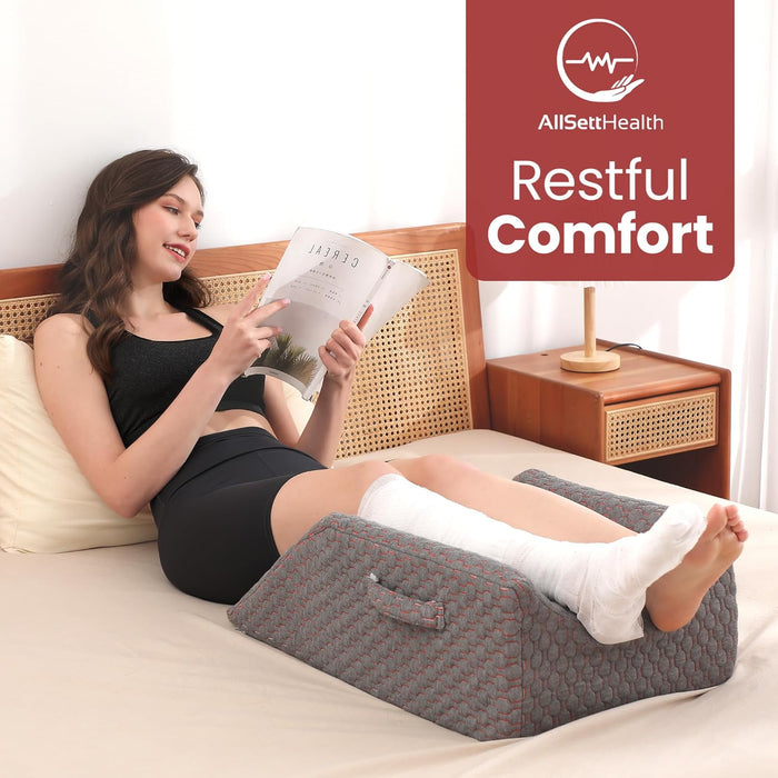 Double Leg Elevation Pillow Post Surgery Leg Pillow | Ankle Knee  Surgery – Memory Foam Leg Rest Support Pillow for Injuries, Leg Pain, Hip, Knee Pain, Improve Blood Circulation 29” x 16” x 9.5”
