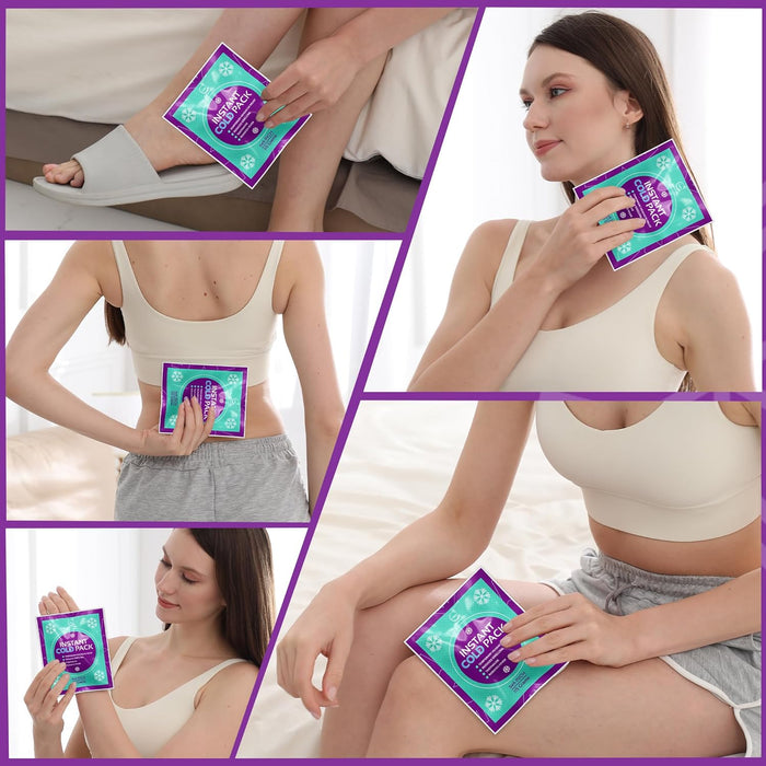 Instant Ice Cold Pack (6” x 5”) - 25 Packs Disposable Instant Ice Packs for Injuries | Cold Compress Ice Pack for Pain Relief, Swelling, First Aid, Toothache, Athletes & Outdoor Activities