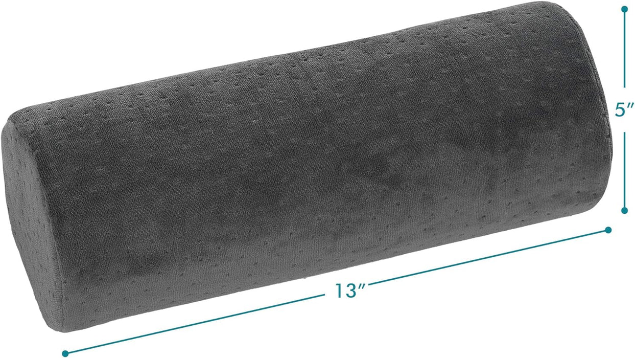 Bamboo Round Cervical Roll Cylinder Bolster Pillow with Removable Washable Cover, Ergonomically Designed for Head, Neck, Back, and Legs || Ideal for Spine and Neck Support During Sleep, Grey