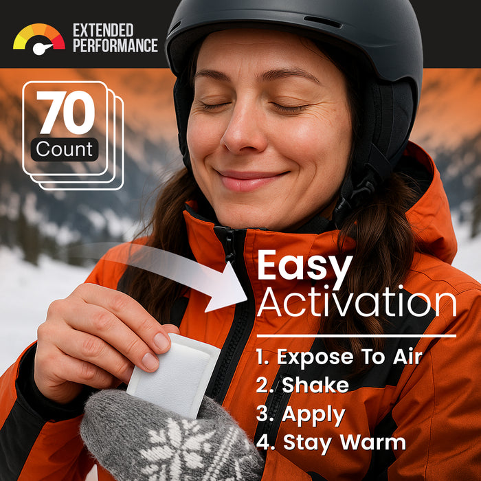 Hand, Toe & Body Warmers Variety Pack – 70 Count Air Activated Heat Packs