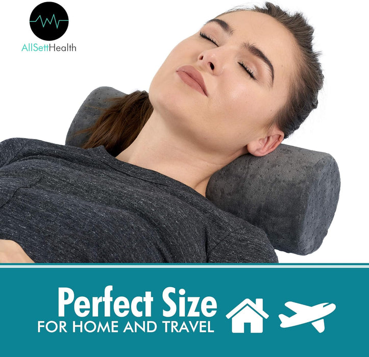 Bamboo Round Cervical Roll Cylinder Bolster Pillow with Removable Washable Cover, Ergonomically Designed for Head, Neck, Back, and Legs || Ideal for Spine and Neck Support During Sleep, Grey