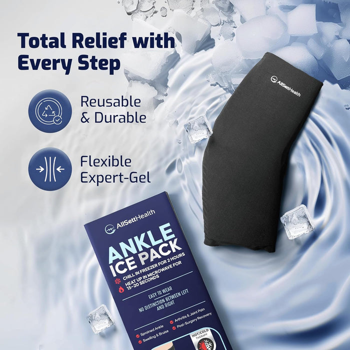 Ankle Ice Pack Wrap for Swelling and Injury - Hot/Cold Therapy | Ice Pack for Ankle, Achilles Tendonitis Relief, and Plantar Fasciitis - Reusable Compression Wrap (Large/XL)