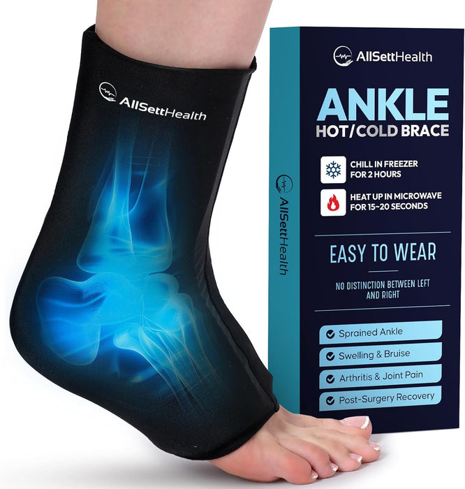 Ankle Ice Pack Wrap for Swelling - Hot/Cold Therapy Ankle Ice Wrap for Foot Pain Relief, Heel Pain Relief, Plantar Fasciitis, Achilles Tendonitis Relief, Sprained Ankle Compression, Small/Medium