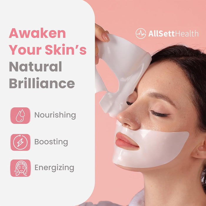 AllSett Health Bio Collagen Face Mask Skin Care Deep Collagen Overnight Mask 36g Mask (4 Pack) | Korean Technology Skincare Pure Collagen with Pore Minimizing Deep Hydrating Firming Hydrogel