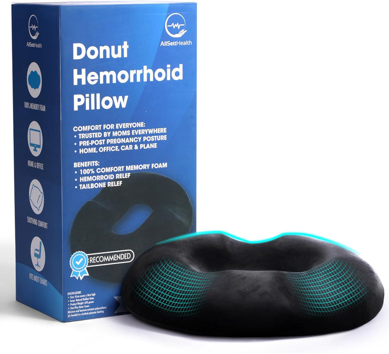 Donut Pillow for Tailbone Pain Relief with Non-Slip Washable Cover - Coccyx & Hemorrhoid Pillow, Doughnut Seat Butt Pillow for Sitting Pressure Relief, Bed Sore Cushions, Butt Cushion for Postpartum