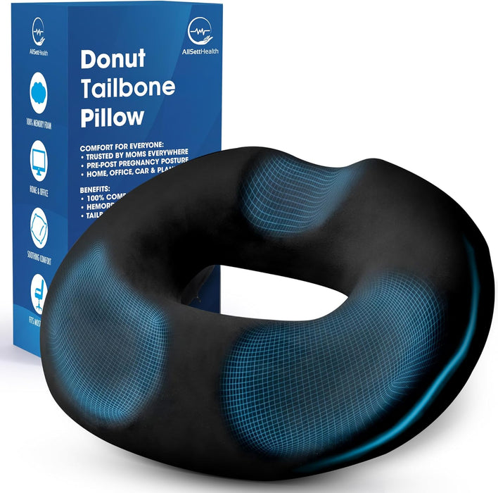 Donut Pillow for Tailbone Pain Relief with Non-Slip Washable Cover - Coccyx & Hemorrhoid Pillow, Doughnut Seat Butt Pillow for Sitting Pressure Relief, Bed Sore Cushions, Butt Cushion for Postpartum