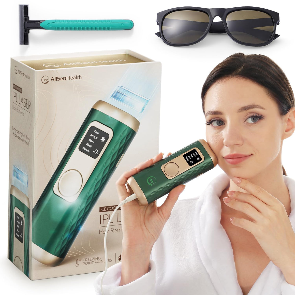 IPL Hair Removal Device with Cooling Technology – Painless Face