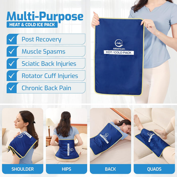 Extra Large Reusable Gel Ice Pack for Injuries (23"x15") | Large Ice Pack for Back Pain Relief, Post Surgery Recovery, Flexible Cold Pack for Lower Back Pain