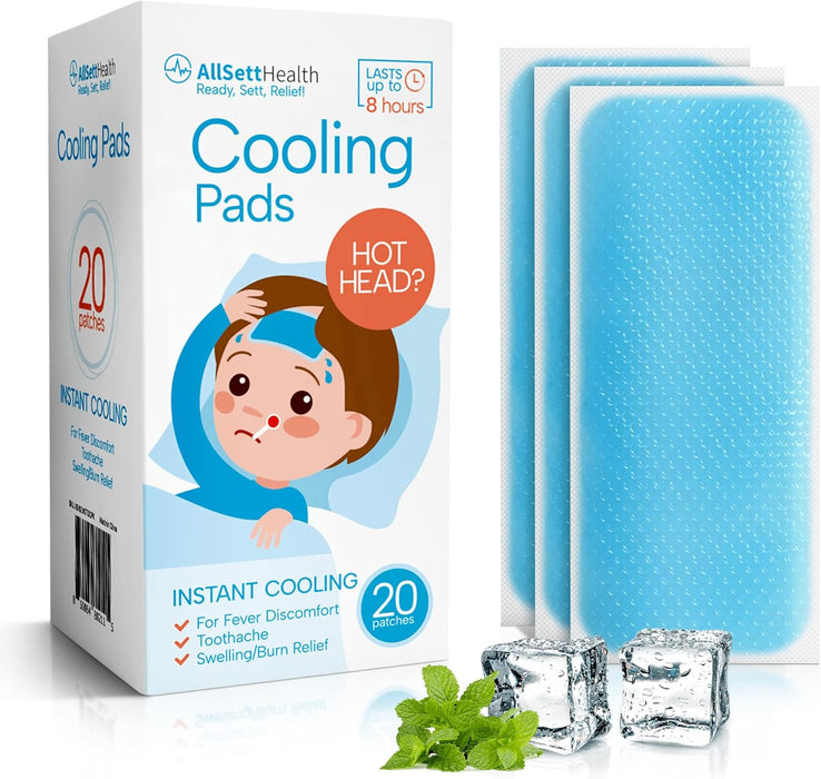 Cooling Patches for Kids - 20 Pack Fever Patch for Kids, Minty Cool- Cold Patch Fever Stickers for Kids - Baby Cooling Pad, Hot Weather Forehead Cooling Patch, Fever Reducer Headache Patches - Blue