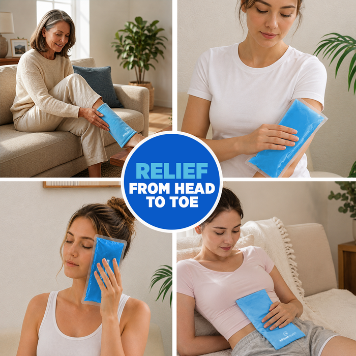 4 Large Ice Packs for Injuries Reusable with 2 Inserts - Soft Ice Pack Set