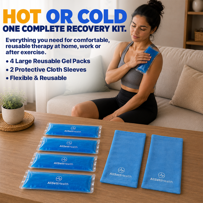 4 Large Ice Packs for Injuries Reusable with 2 Inserts - Soft Ice Pack Set