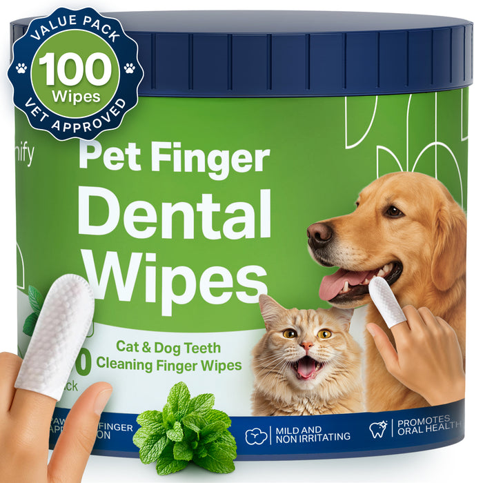Pet Teeth Cleaning Wipes – 100 Count Fresh Mint Dental Finger Wipes