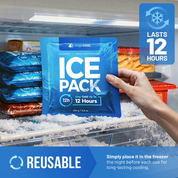 Ice Packs for Cooler, Reusable Ice Packs for Lunch Boxes, 4 Pack Long Lasting Freezer Packs, Leakproof Cooler Ice Packs for Lunch Bags and Coolers, BPA-Free, Food Safe