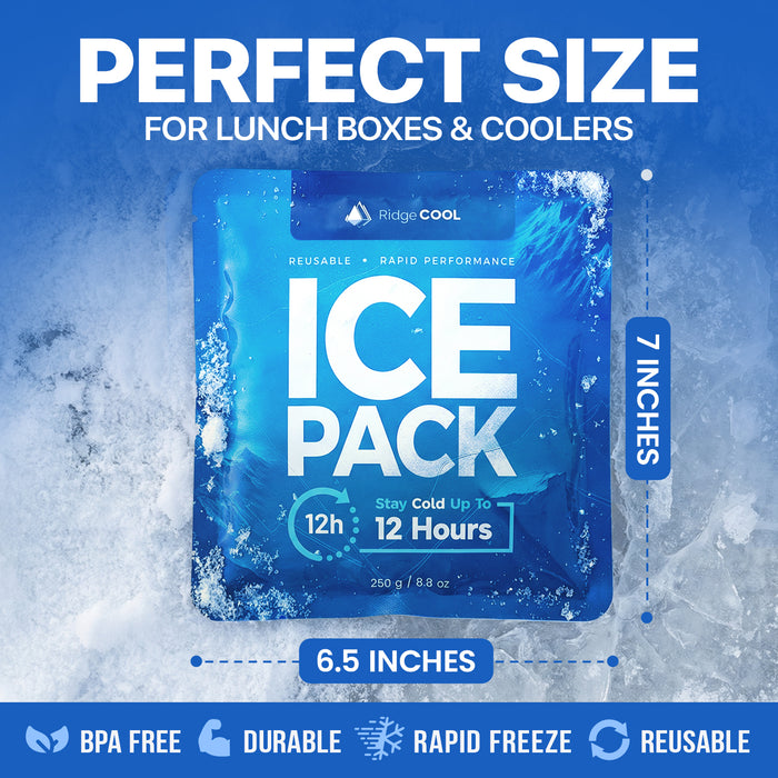 Ice Packs for Cooler, Reusable Ice Packs for Lunch Boxes, 4 Pack Long Lasting Freezer Packs, Leakproof Cooler Ice Packs for Lunch Bags and Coolers, BPA-Free, Food Safe