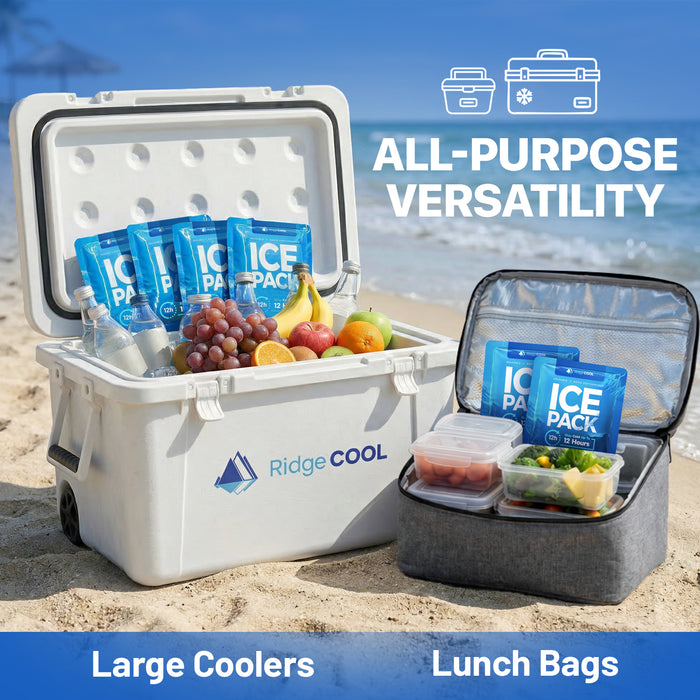 Ice Packs for Cooler, Reusable Ice Packs for Lunch Boxes, 4 Pack Long Lasting Freezer Packs, Leakproof Cooler Ice Packs for Lunch Bags and Coolers, BPA-Free, Food Safe