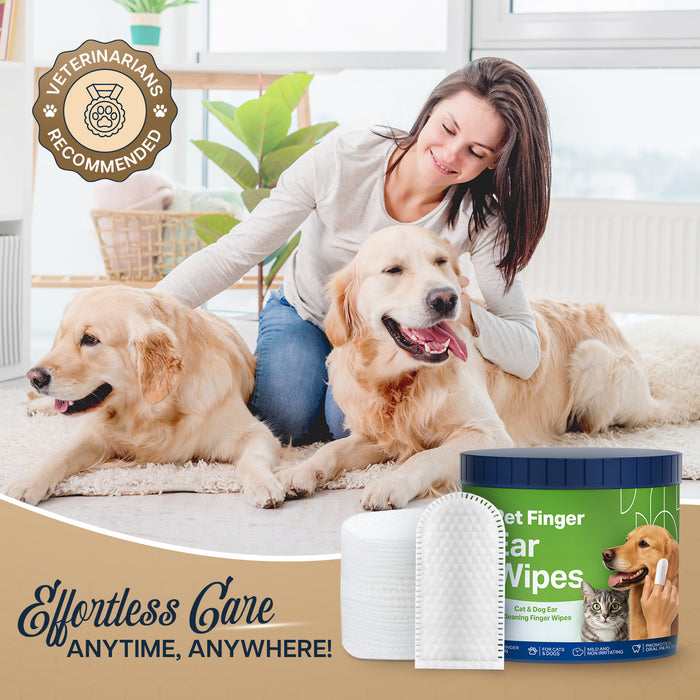 Dog & Cat Ear Cleaning Wipes – 100 Count Mint Scented Pet Ear Finger Wipes