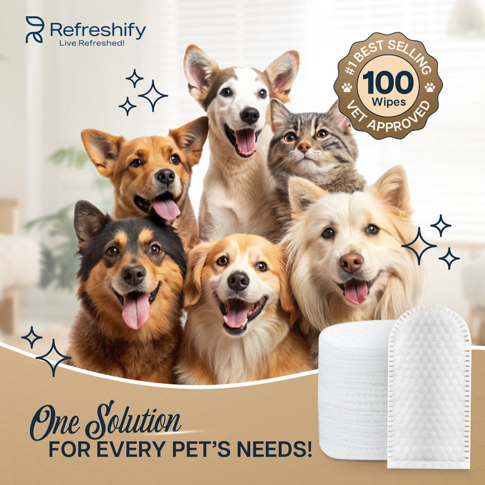 Dog & Cat Ear Cleaning Wipes – 100 Count Mint Scented Pet Ear Finger Wipes
