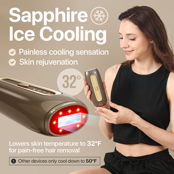 Painless Sapphire Ice Cooling IPL Laser Hair Removal Device | 16J Laser Hair Removal for Women & Men with Infrared Light | Effective At Home Hair Removal System