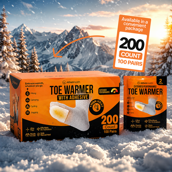 Toe Warmers for Feet – 100 Pairs (200 Warmers) 10+ Hour Self-Adhesive Feet Warmers, Foot Warmers Bulk, Ultra-Thin Disposable Heat Pads for Shoes & Boots