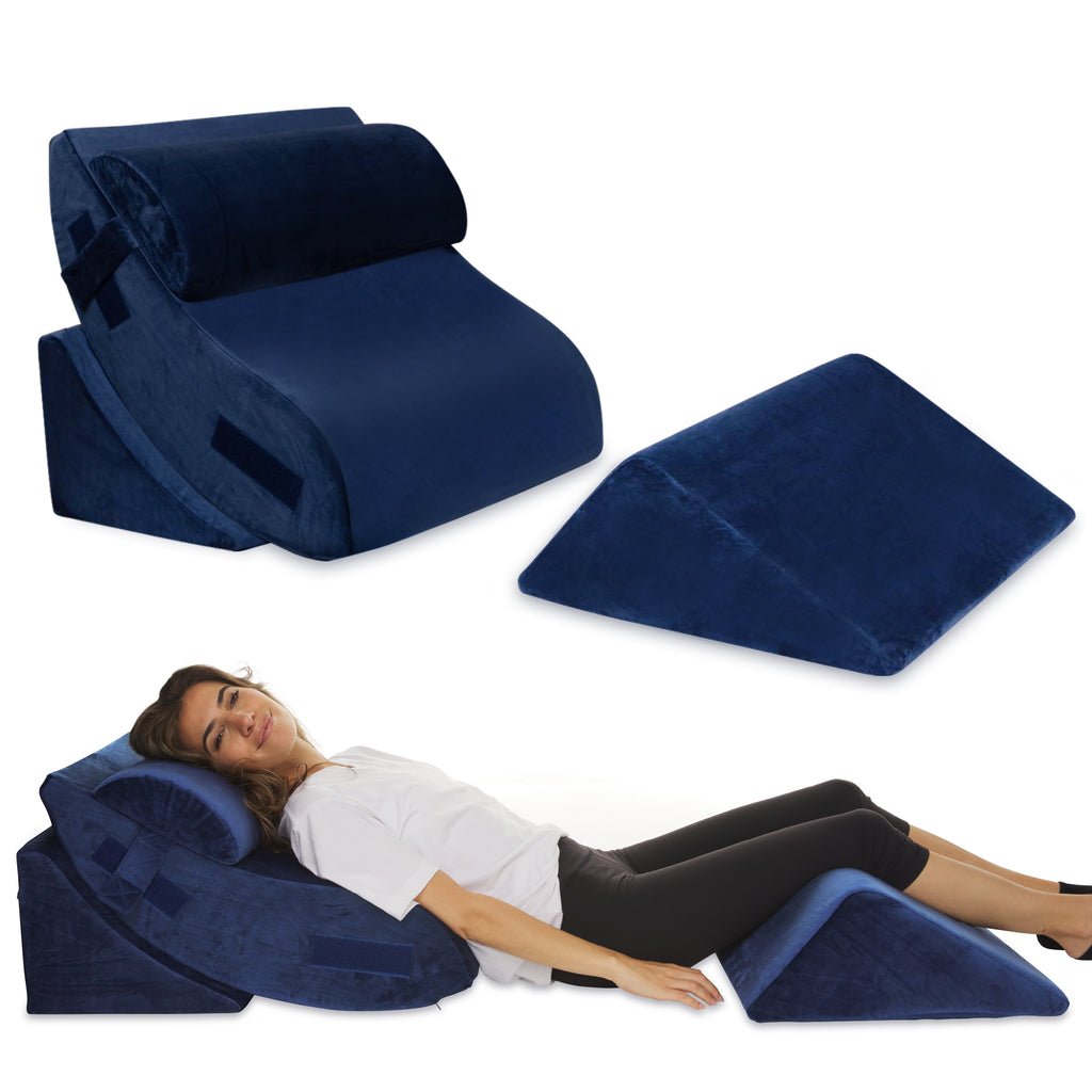 Betterhood 6pcs Orthopedic Bed Wedge Pillow Set, Adjustable Memory Foam Pillows, Post Surgery Pillow, Acid Reflux, Snoring for Sleeping, Sitting