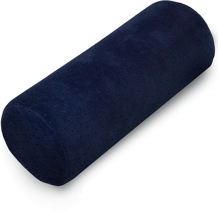 AllSett Health Bamboo Round Cervical Roll Cylinder Bolster Pillow with Removable Washable Cover, Ergonomically Designed for Head, Neck, Back, and Legs || Ideal for Spine and Neck Support, Navy