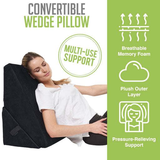 Bed Back Wedge Pillow - 12 Inch Incline Bed Rest for Sitting Up