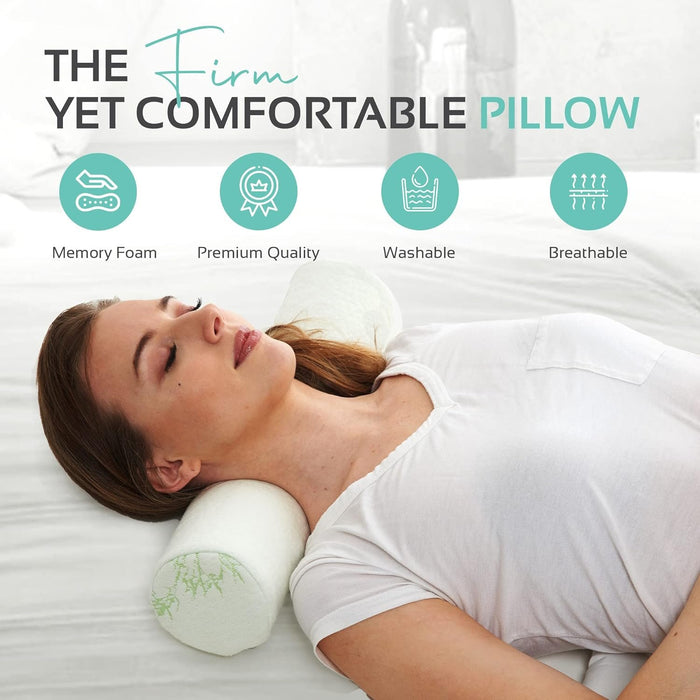 Cervical Neck Pillow for Sleeping, Memory Foam Pillow Neck Bolster